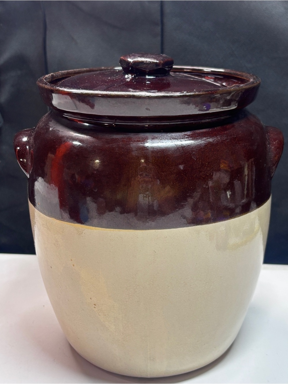 Cookie Crock Bean Pot Look Farmhouse COOKIE JAR Brown Drip Robinson Ransbottom - Picture 5 of 15